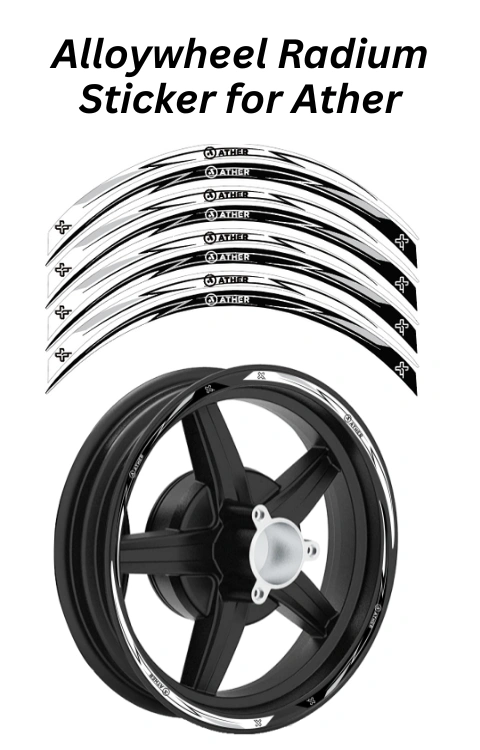 Alloy Wheel Radium Sticker Compatible with Ather 450X/450S | Printed in Premium Radium with FPF (Fade Protection Film), Waterproof, Precut Sticker, Pack Of 1